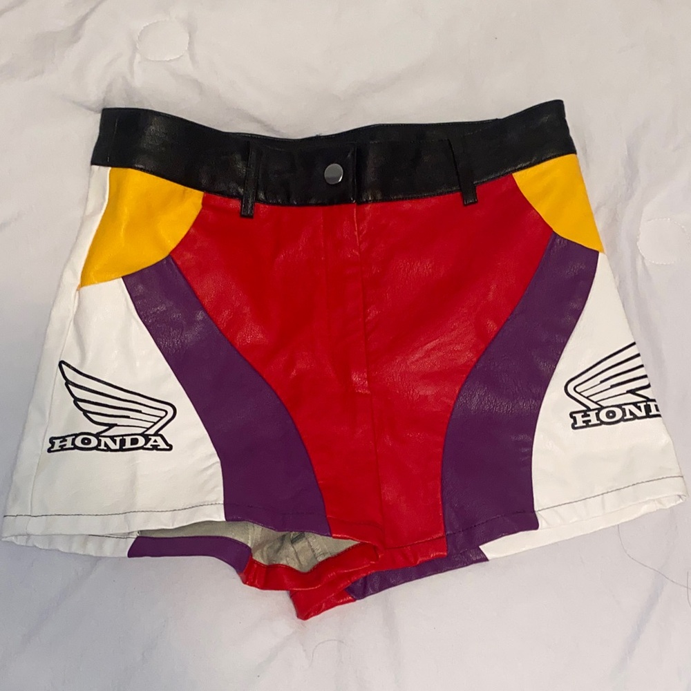 Forever 21 Red and Purple Leather Bike Shorts